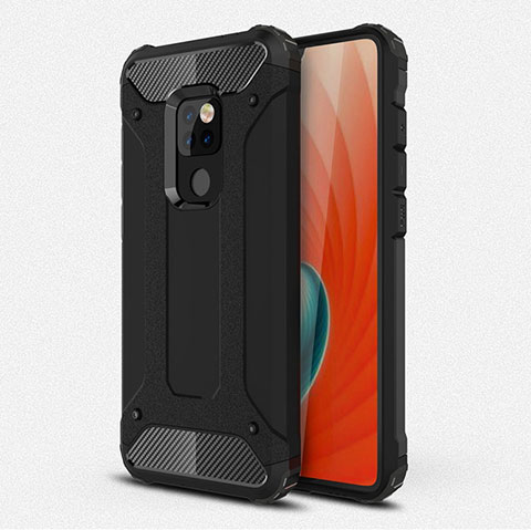 Silikon Hülle Handyhülle und Kunststoff Schutzhülle Tasche R01 für Huawei Mate 20 Schwarz