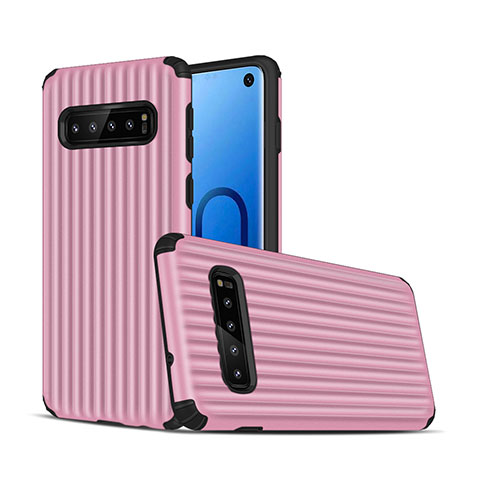 Silikon Hülle Handyhülle und Kunststoff Schutzhülle Tasche U01 für Samsung Galaxy S10 5G Rosa