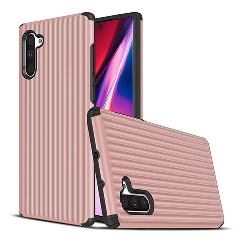 Silikon Hülle Handyhülle und Kunststoff Schutzhülle Tasche U02 für Samsung Galaxy Note 10 Rosegold