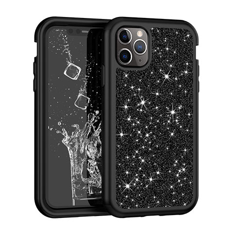 Silikon Hülle Handyhülle und Kunststoff Schutzhülle Tasche Vorder und Rückseite 360 Grad Bling-Bling für Apple iPhone 11 Pro Max Schwarz