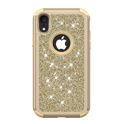 Silikon Hülle Handyhülle und Kunststoff Schutzhülle Tasche Vorder und Rückseite 360 Grad Bling-Bling für Apple iPhone XR Plusfarbig