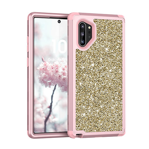 Silikon Hülle Handyhülle und Kunststoff Schutzhülle Tasche Vorder und Rückseite 360 Grad Bling-Bling für Samsung Galaxy Note 10 Plus 5G Plusfarbig