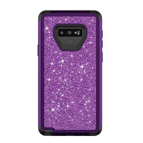 Silikon Hülle Handyhülle und Kunststoff Schutzhülle Tasche Vorder und Rückseite 360 Grad Bling-Bling für Samsung Galaxy Note 9 Violett