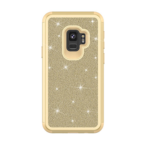 Silikon Hülle Handyhülle und Kunststoff Schutzhülle Tasche Vorder und Rückseite 360 Grad Bling-Bling für Samsung Galaxy S9 Plusfarbig