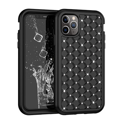 Silikon Hülle Handyhülle und Kunststoff Schutzhülle Tasche Vorder und Rückseite 360 Grad Bling-Bling U01 für Apple iPhone 11 Pro Max Schwarz