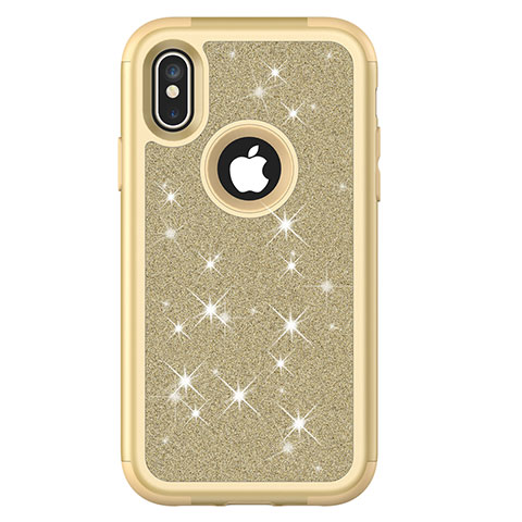 Silikon Hülle Handyhülle und Kunststoff Schutzhülle Tasche Vorder und Rückseite 360 Grad Bling-Bling U01 für Apple iPhone Xs Max Plusfarbig