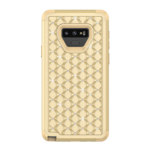 Silikon Hülle Handyhülle und Kunststoff Schutzhülle Tasche Vorder und Rückseite 360 Grad Bling-Bling U01 für Samsung Galaxy Note 9 Gold