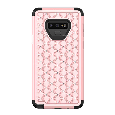 Silikon Hülle Handyhülle und Kunststoff Schutzhülle Tasche Vorder und Rückseite 360 Grad Bling-Bling U01 für Samsung Galaxy Note 9 Rosa