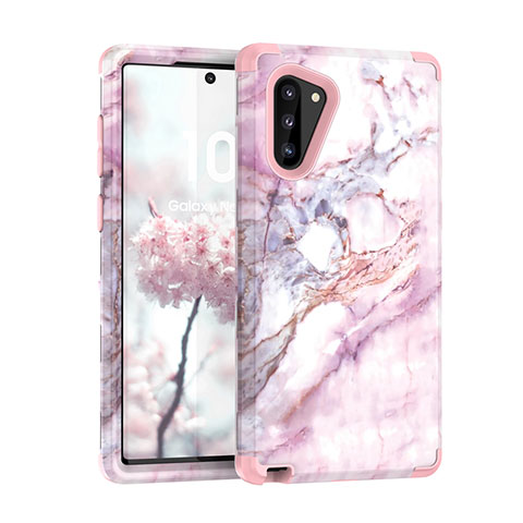 Silikon Hülle Handyhülle und Kunststoff Schutzhülle Tasche Vorder und Rückseite 360 Grad für Samsung Galaxy Note 10 Rosegold