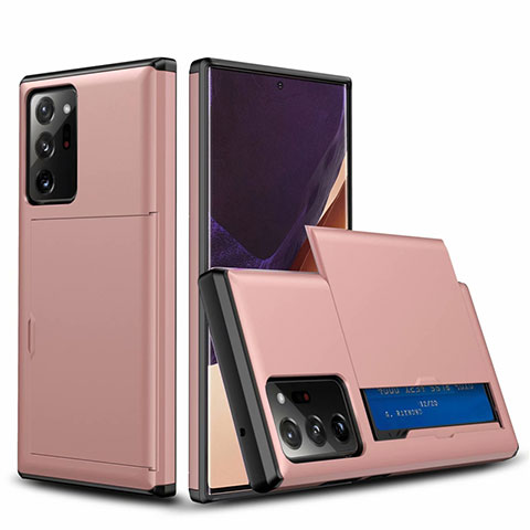 Silikon Hülle Handyhülle und Kunststoff Schutzhülle Tasche Vorder und Rückseite 360 Grad Ganzkörper N01 für Samsung Galaxy Note 20 Ultra 5G Rosegold