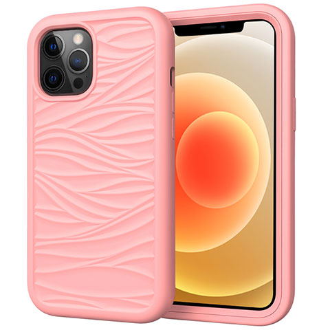 Silikon Hülle Handyhülle und Kunststoff Schutzhülle Tasche Vorder und Rückseite 360 Grad Ganzkörper R01 für Apple iPhone 12 Pro Max Rosa