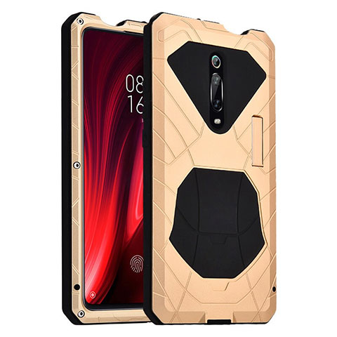 Silikon Hülle Handyhülle und Kunststoff Schutzhülle Tasche Vorder und Rückseite 360 Grad Ganzkörper R01 für Xiaomi Mi 9T Gold