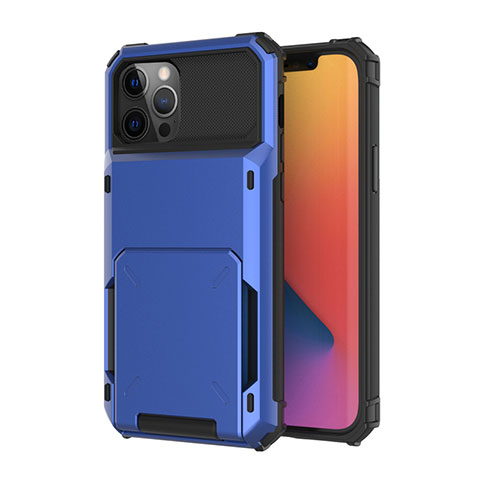 Silikon Hülle Handyhülle und Kunststoff Schutzhülle Tasche Vorder und Rückseite 360 Grad Ganzkörper R03 für Apple iPhone 12 Pro Max Blau