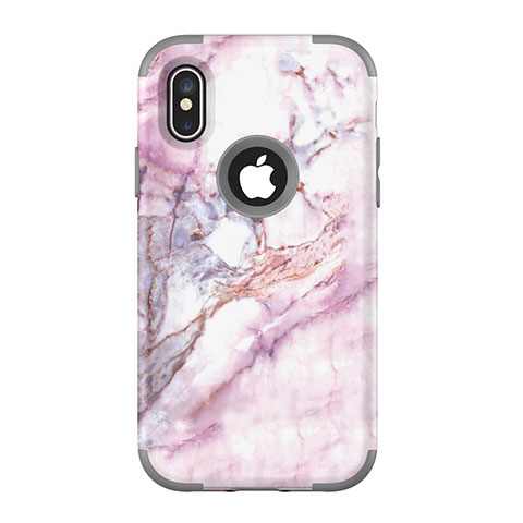 Silikon Hülle Handyhülle und Kunststoff Schutzhülle Tasche Vorder und Rückseite 360 Grad U01 für Apple iPhone Xs Grau