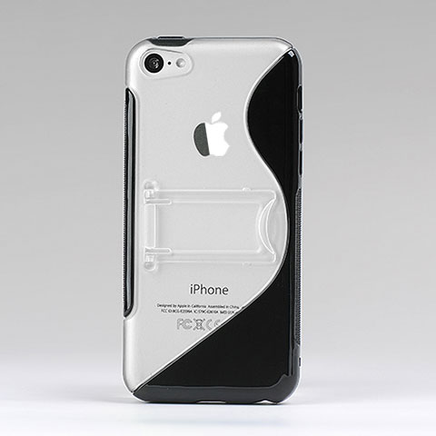 Silikon Hülle S-Line Stand Schutzhülle Durchsichtig Transparent für Apple iPhone 5C Schwarz