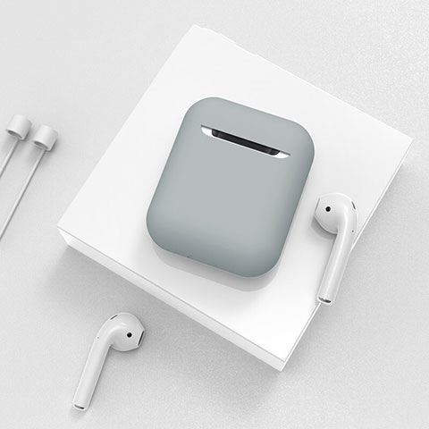 Silikon Hülle Schutzhülle Skin mit Karabiner für AirPods Ladekoffer C01 Dunkelgrau