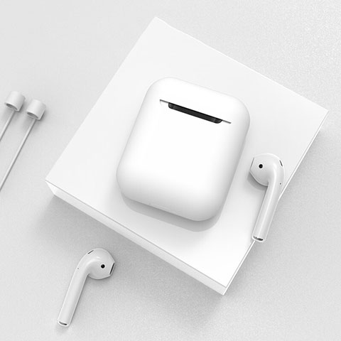 Silikon Hülle Schutzhülle Skin mit Karabiner für AirPods Ladekoffer C01 Weiß