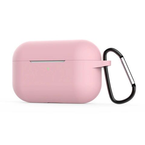 Silikon Hülle Schutzhülle Skin mit Karabiner für AirPods Pro Ladekoffer C02 Rosa