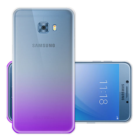 Silikon Hülle Ultra Dünn Schutzhülle Durchsichtig Farbverlauf für Samsung Galaxy C5 Pro C5010 Violett