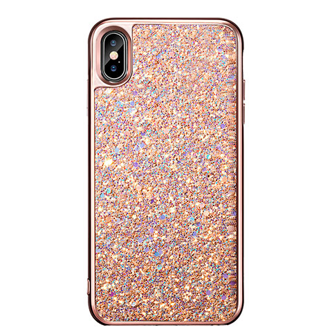 Silikon Schutzhülle Gummi Tasche Bling Bling für Apple iPhone Xs Rosegold