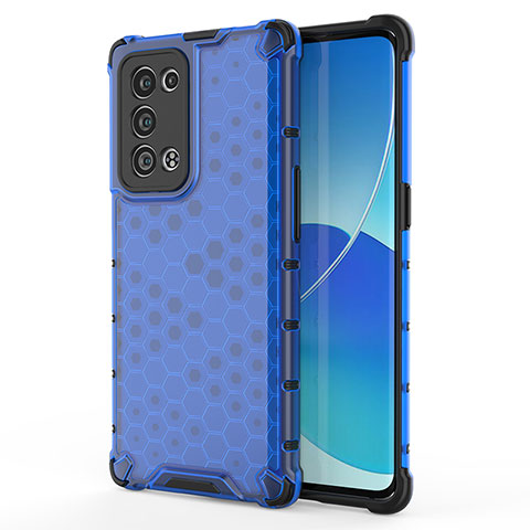 Silikon Schutzhülle Rahmen Tasche Hülle Durchsichtig Transparent 360 Grad Ganzkörper AM1 für Oppo Reno6 Pro 5G Blau