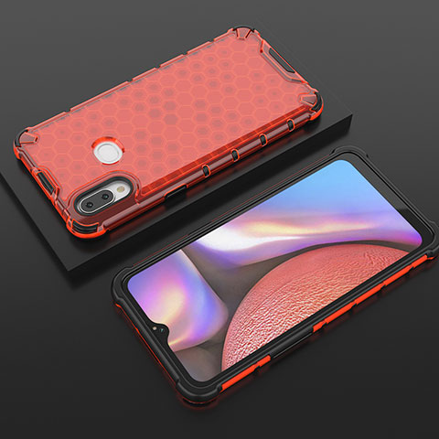 Silikon Schutzhülle Rahmen Tasche Hülle Durchsichtig Transparent 360 Grad Ganzkörper AM1 für Samsung Galaxy M01s Rot