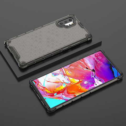 Silikon Schutzhülle Rahmen Tasche Hülle Durchsichtig Transparent 360 Grad Ganzkörper AM2 für Samsung Galaxy Note 10 Plus 5G Schwarz