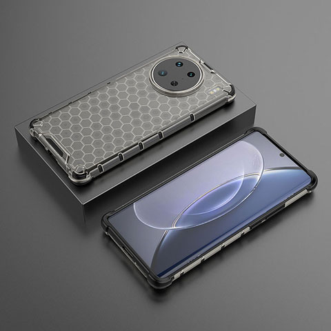 Silikon Schutzhülle Rahmen Tasche Hülle Durchsichtig Transparent 360 Grad Ganzkörper AM2 für Vivo X90 Pro 5G Schwarz