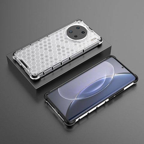 Silikon Schutzhülle Rahmen Tasche Hülle Durchsichtig Transparent 360 Grad Ganzkörper AM2 für Vivo X90 Pro 5G Weiß