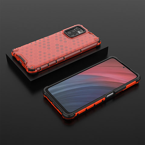 Silikon Schutzhülle Rahmen Tasche Hülle Durchsichtig Transparent 360 Grad Ganzkörper AM2 für Xiaomi Poco X3 GT 5G Rot