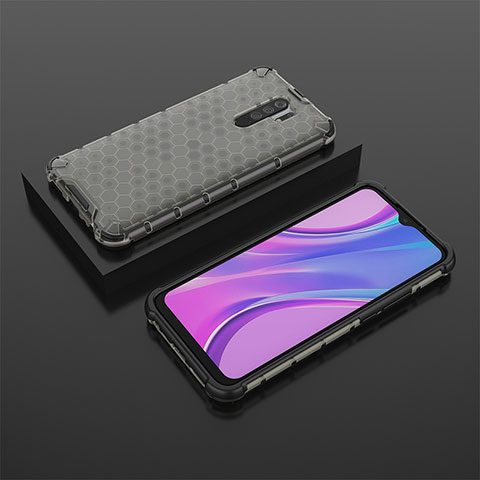 Silikon Schutzhülle Rahmen Tasche Hülle Durchsichtig Transparent 360 Grad Ganzkörper AM2 für Xiaomi Redmi 9 Prime India Schwarz