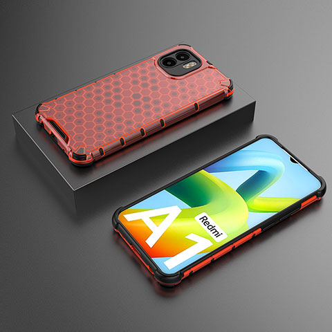 Silikon Schutzhülle Rahmen Tasche Hülle Durchsichtig Transparent 360 Grad Ganzkörper AM2 für Xiaomi Redmi A2 Rot