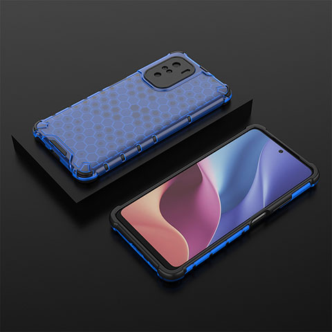 Silikon Schutzhülle Rahmen Tasche Hülle Durchsichtig Transparent 360 Grad Ganzkörper AM2 für Xiaomi Redmi K40 Pro 5G Blau