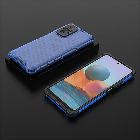 Silikon Schutzhülle Rahmen Tasche Hülle Durchsichtig Transparent 360 Grad Ganzkörper AM2 für Xiaomi Redmi Note 10 Pro Max Blau