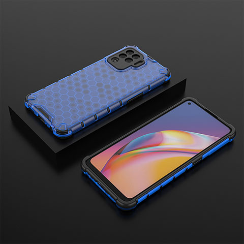 Silikon Schutzhülle Rahmen Tasche Hülle Durchsichtig Transparent 360 Grad Ganzkörper AM3 für Oppo F19 Pro Blau