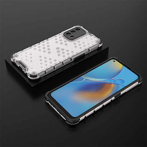 Silikon Schutzhülle Rahmen Tasche Hülle Durchsichtig Transparent 360 Grad Ganzkörper AM3 für Oppo Reno6 Lite Weiß