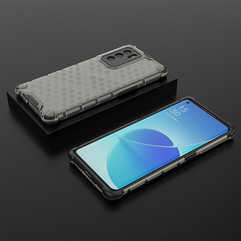 Silikon Schutzhülle Rahmen Tasche Hülle Durchsichtig Transparent 360 Grad Ganzkörper AM3 für Oppo Reno6 Pro 5G India Schwarz