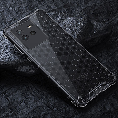Silikon Schutzhülle Rahmen Tasche Hülle Durchsichtig Transparent 360 Grad Ganzkörper AM4 für Vivo iQOO Neo6 5G Schwarz