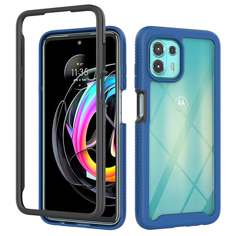 Silikon Schutzhülle Rahmen Tasche Hülle Durchsichtig Transparent 360 Grad Ganzkörper für Motorola Moto Edge 20 Lite 5G Blau