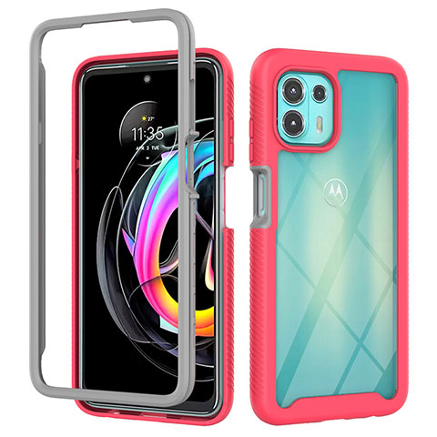 Silikon Schutzhülle Rahmen Tasche Hülle Durchsichtig Transparent 360 Grad Ganzkörper für Motorola Moto Edge 20 Lite 5G Pink