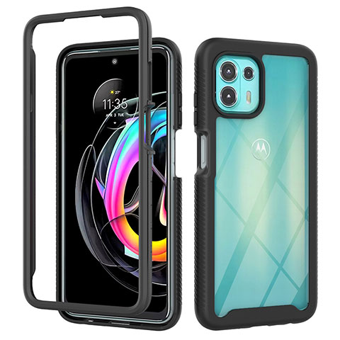 Silikon Schutzhülle Rahmen Tasche Hülle Durchsichtig Transparent 360 Grad Ganzkörper für Motorola Moto Edge 20 Lite 5G Schwarz