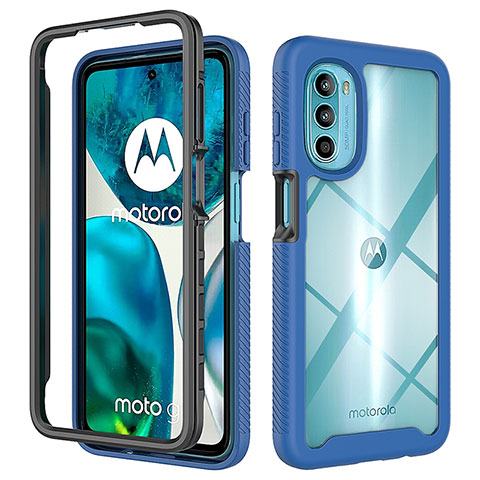 Silikon Schutzhülle Rahmen Tasche Hülle Durchsichtig Transparent 360 Grad Ganzkörper für Motorola Moto Edge (2022) 5G Blau