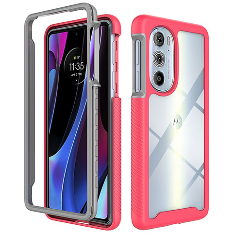 Silikon Schutzhülle Rahmen Tasche Hülle Durchsichtig Transparent 360 Grad Ganzkörper für Motorola Moto Edge 30 Pro 5G Pink