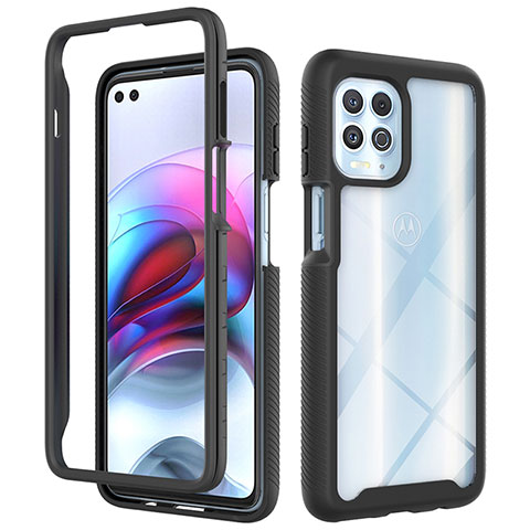 Silikon Schutzhülle Rahmen Tasche Hülle Durchsichtig Transparent 360 Grad Ganzkörper für Motorola Moto Edge S 5G Schwarz