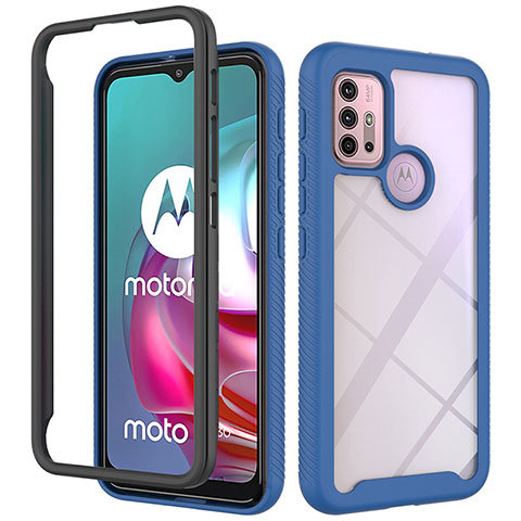 Silikon Schutzhülle Rahmen Tasche Hülle Durchsichtig Transparent 360 Grad Ganzkörper für Motorola Moto G20 Blau