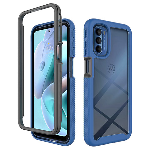 Silikon Schutzhülle Rahmen Tasche Hülle Durchsichtig Transparent 360 Grad Ganzkörper für Motorola Moto G41 Blau