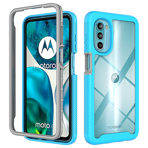 Silikon Schutzhülle Rahmen Tasche Hülle Durchsichtig Transparent 360 Grad Ganzkörper für Motorola MOTO G52 Cyan