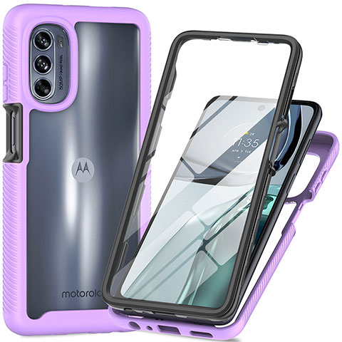 Silikon Schutzhülle Rahmen Tasche Hülle Durchsichtig Transparent 360 Grad Ganzkörper für Motorola Moto G62 5G Violett