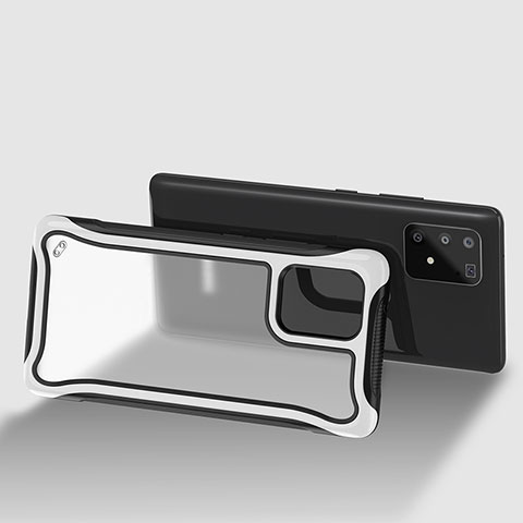 Silikon Schutzhülle Rahmen Tasche Hülle Durchsichtig Transparent 360 Grad Ganzkörper für Samsung Galaxy A91 Weiß