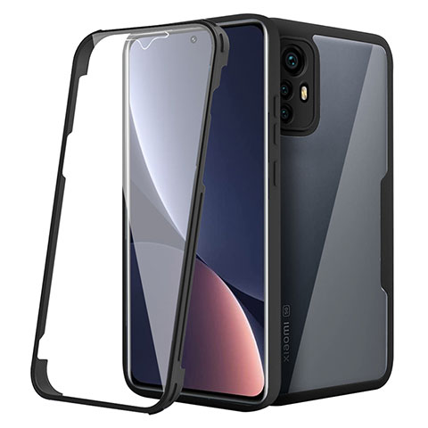 Silikon Schutzhülle Rahmen Tasche Hülle Durchsichtig Transparent 360 Grad Ganzkörper für Xiaomi Mi 12 Pro 5G Schwarz